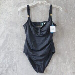 Panache Anya Riva Balconnet Swimsuit Women's 36F Black Chlorine Resistant NEW!